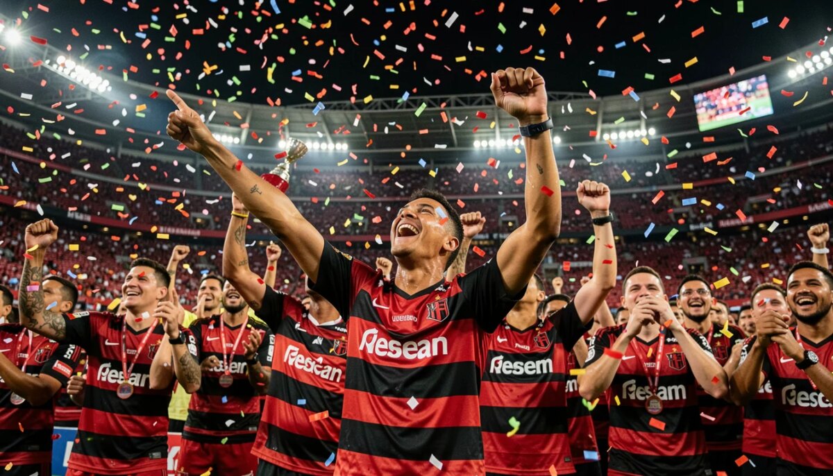 Torcedor do Flamengo comemorando título da Libertadores